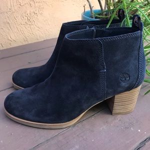Timberland Navy Suede ankle heeled boots